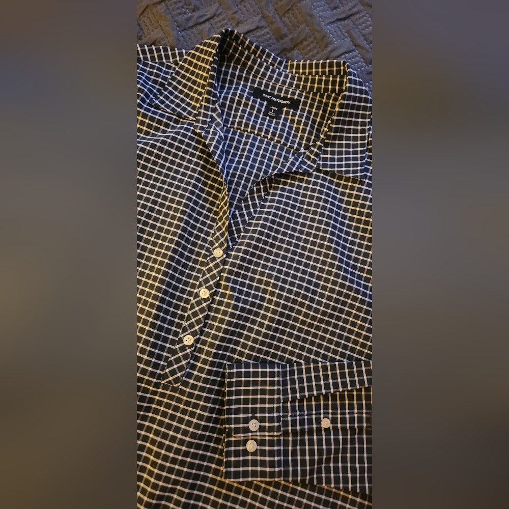 Black and White Checkered Quarter Button-Up Blouse